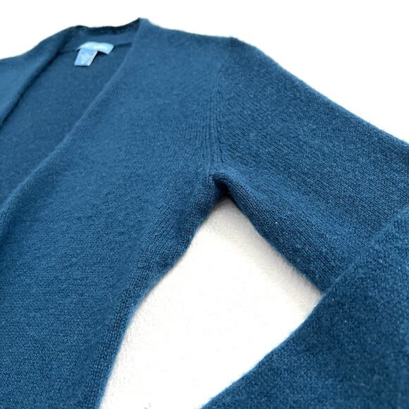 White + Warren Blue Cashmere Open-front Waterfall Long Sleeve Sweater Cardigan M - Picture 5 of 8